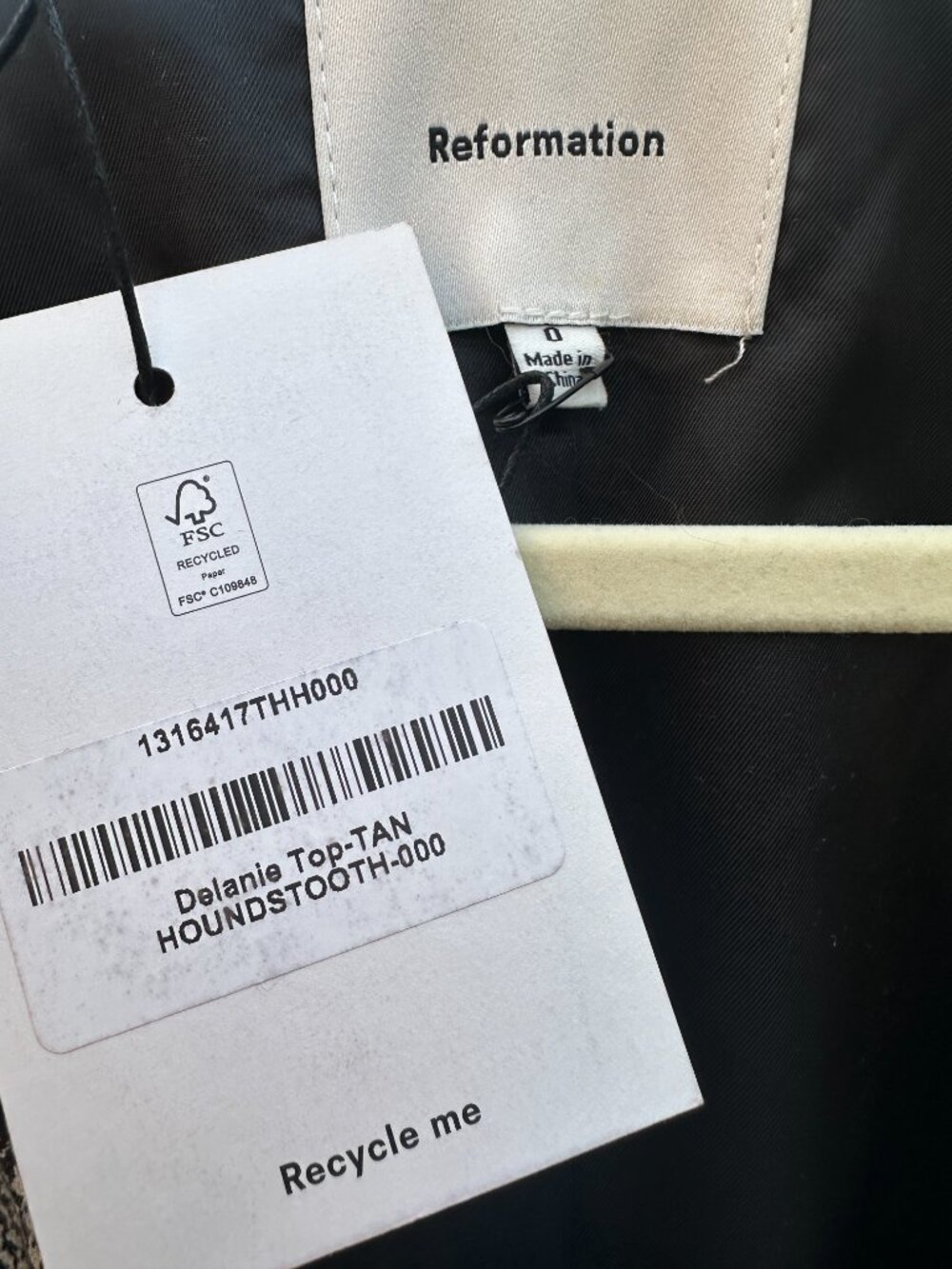 NWT Reformation Delanie Top Tan Houndstooth Tailored Vest 0 - Picture 5 of 8